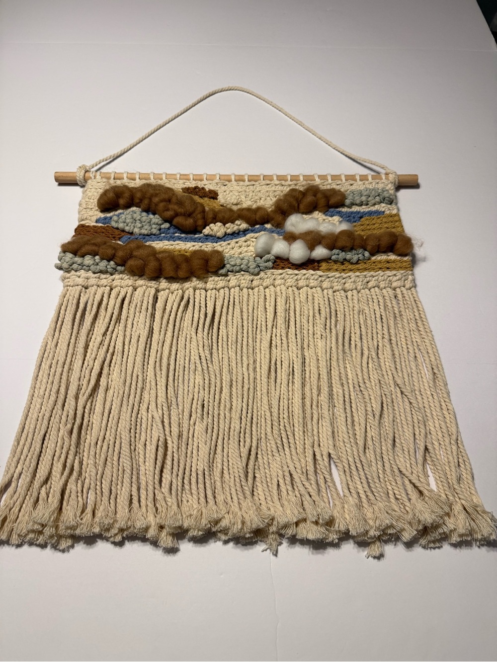 Bohemian-style woven wall hanging tapestry